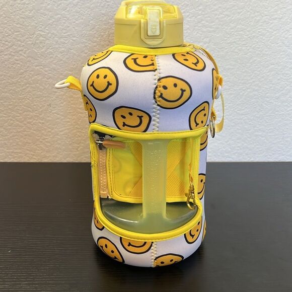 Smiley Face Insulated 1/2 Gallon Water Bottle with Shoulder Strap - Picture 2 of 5